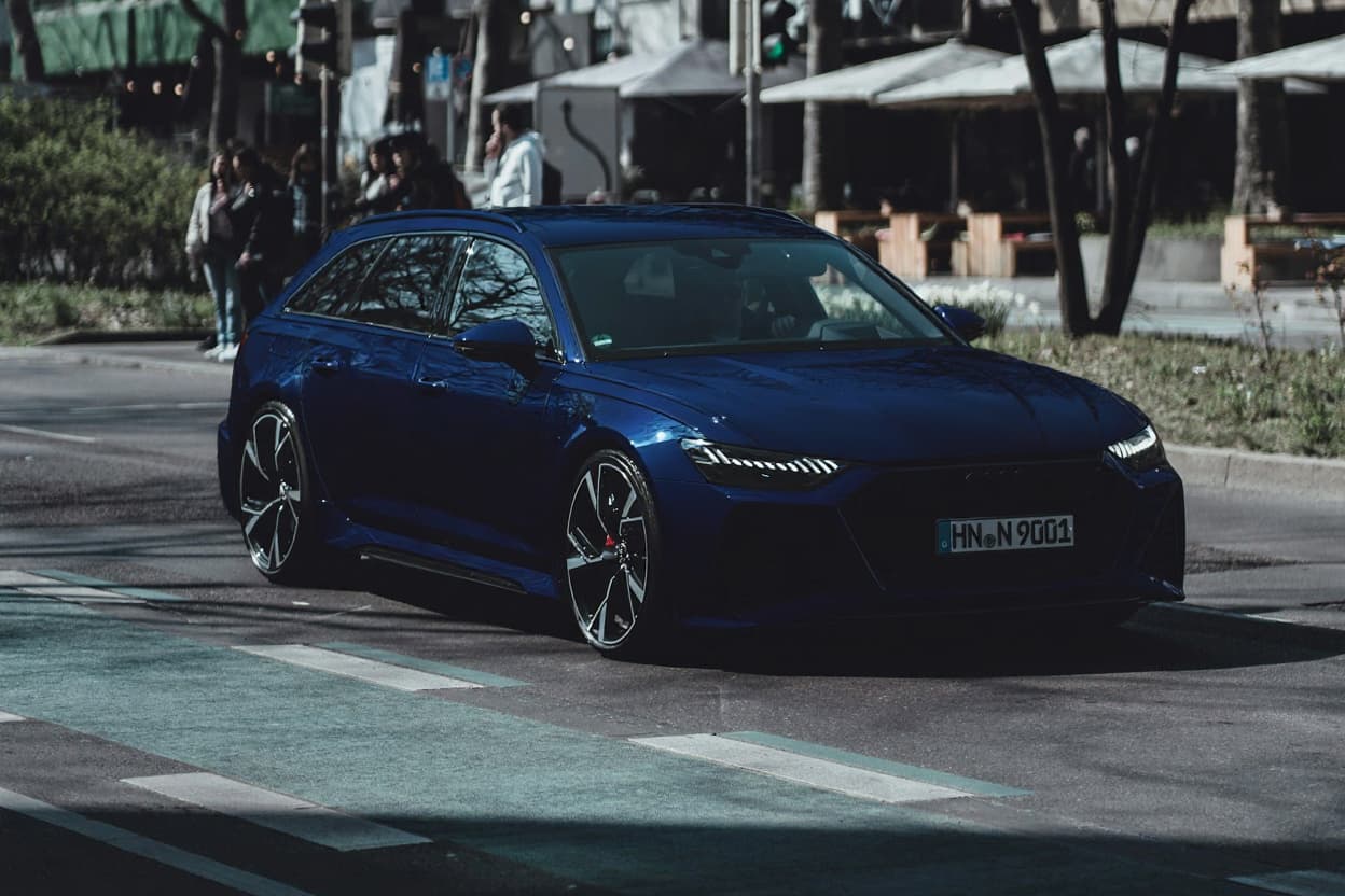Audi RS6 Avant in Satin Midnight Blue | TunedRides wrap design AI render