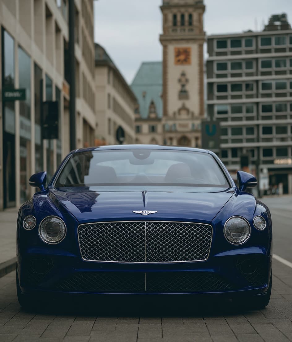 Bentley Continental GT in midnight navy. AI render