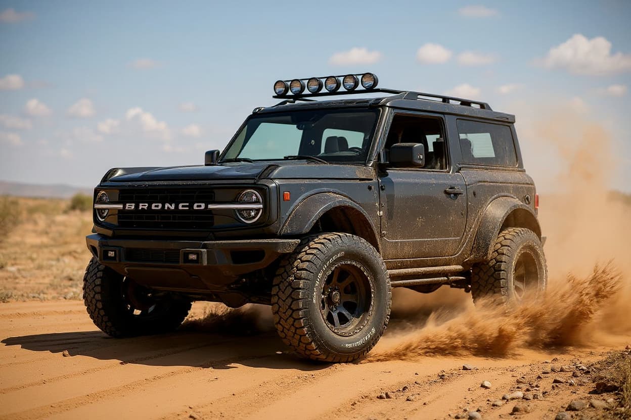 Ford Bronco lifted off-road AI render with all-terrain tires | TunedRides