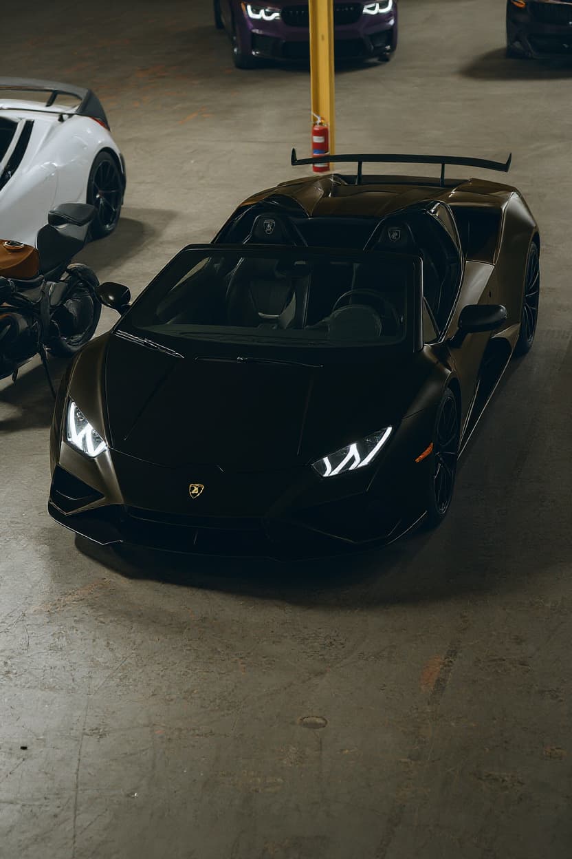 Lamborghini Huracán in Satin Matte Black, AI wrap render | TunedRides