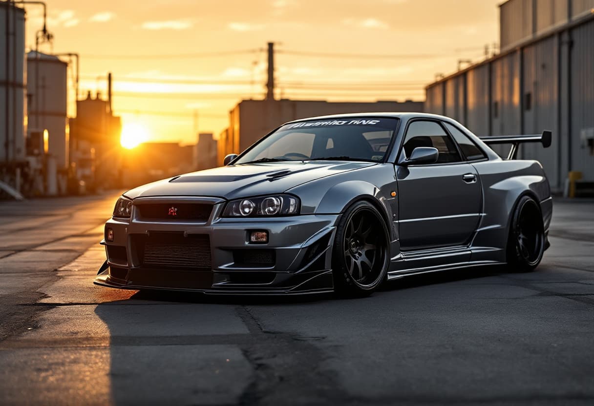 Nissan Skyline R34 GT-R Widebody Kit AI render example