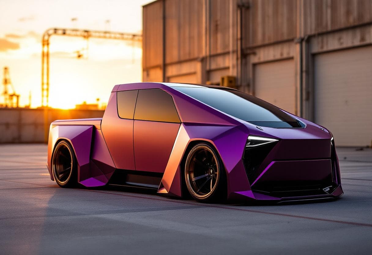 Tesla Cybertruck in Matte wrap | TunedRides vehicle wrap designer AI render