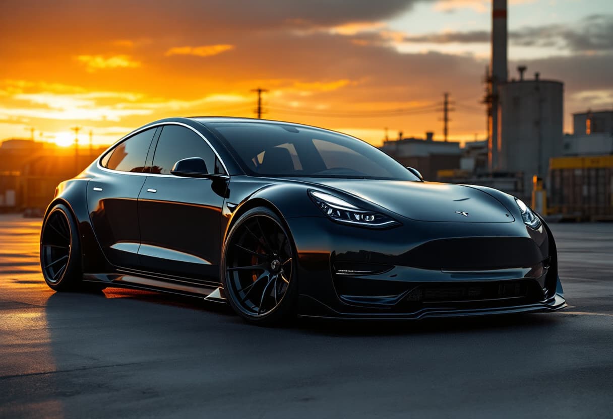 Tesla Model 3 Widebody Kit AI render example