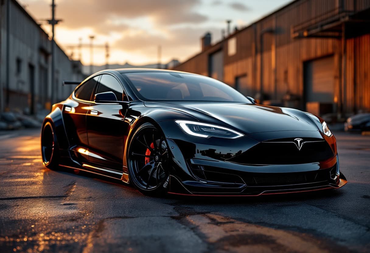 Tesla Model S Widebody Kit AI render example