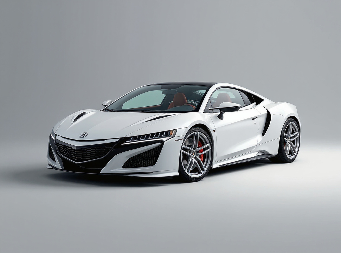 Silver 5-Spoke wheels rendered on a Acura NSX (NC1) with the TunedRides AI wheel visualizer