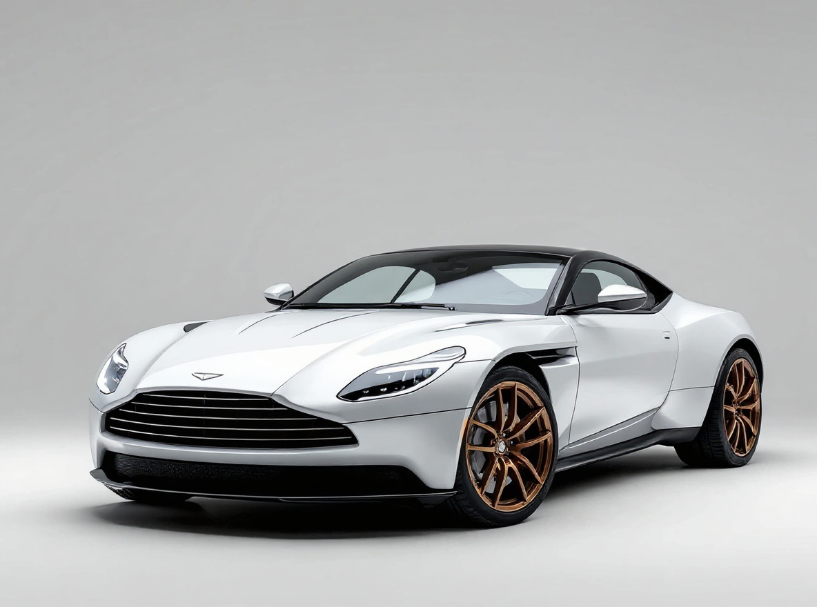 Bronze Split-Spoke wheels rendered on a Aston Martin DB11 with the TunedRides AI wheel visualizer