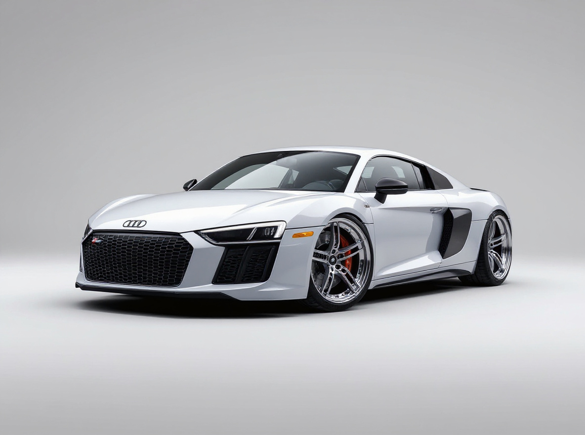 Polished Deep-Dish wheels rendered on a Audi R8 (Mk2) with the TunedRides AI wheel visualizer