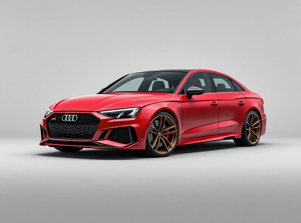 Bronze Split-Spoke wheels rendered on a Audi RS3 (8Y) with the TunedRides AI wheel visualizer