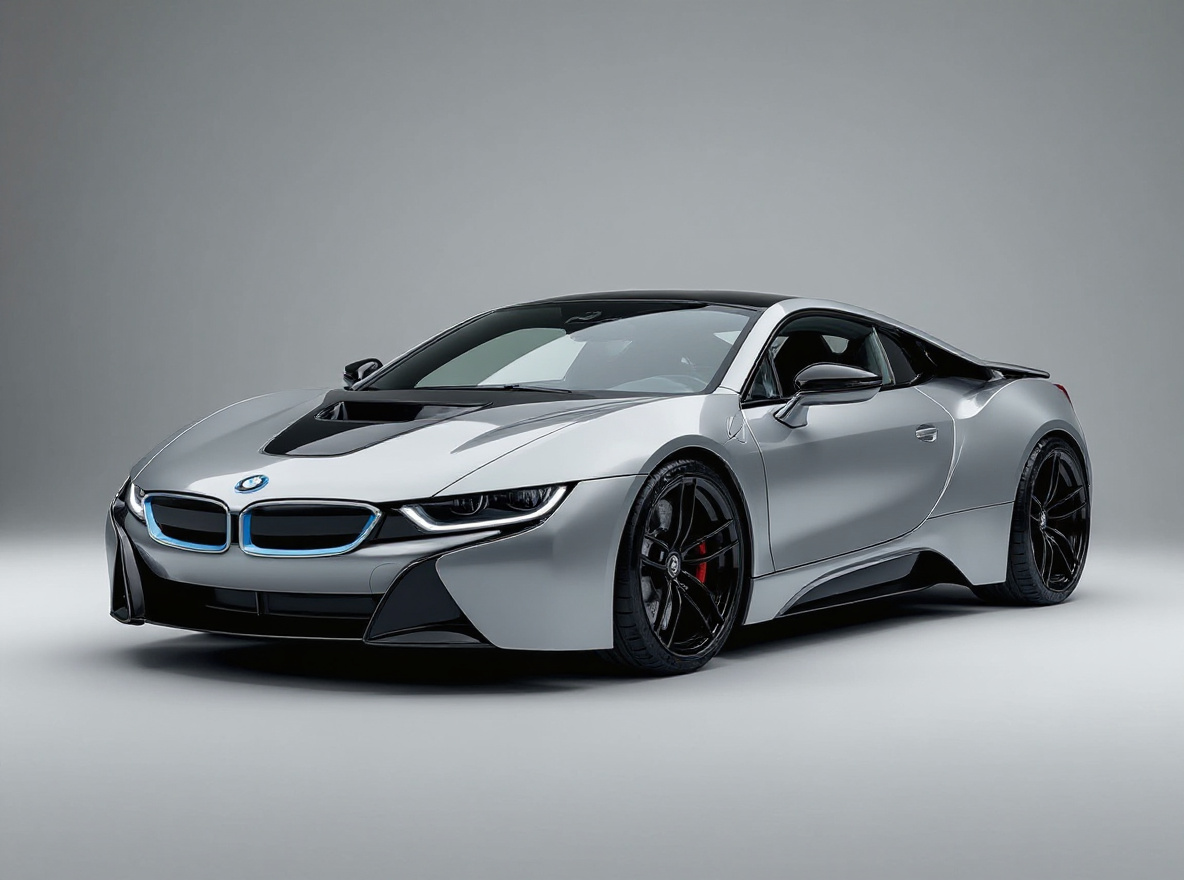 Matte Black Concave wheels rendered on a BMW i8 with the TunedRides AI wheel visualizer
