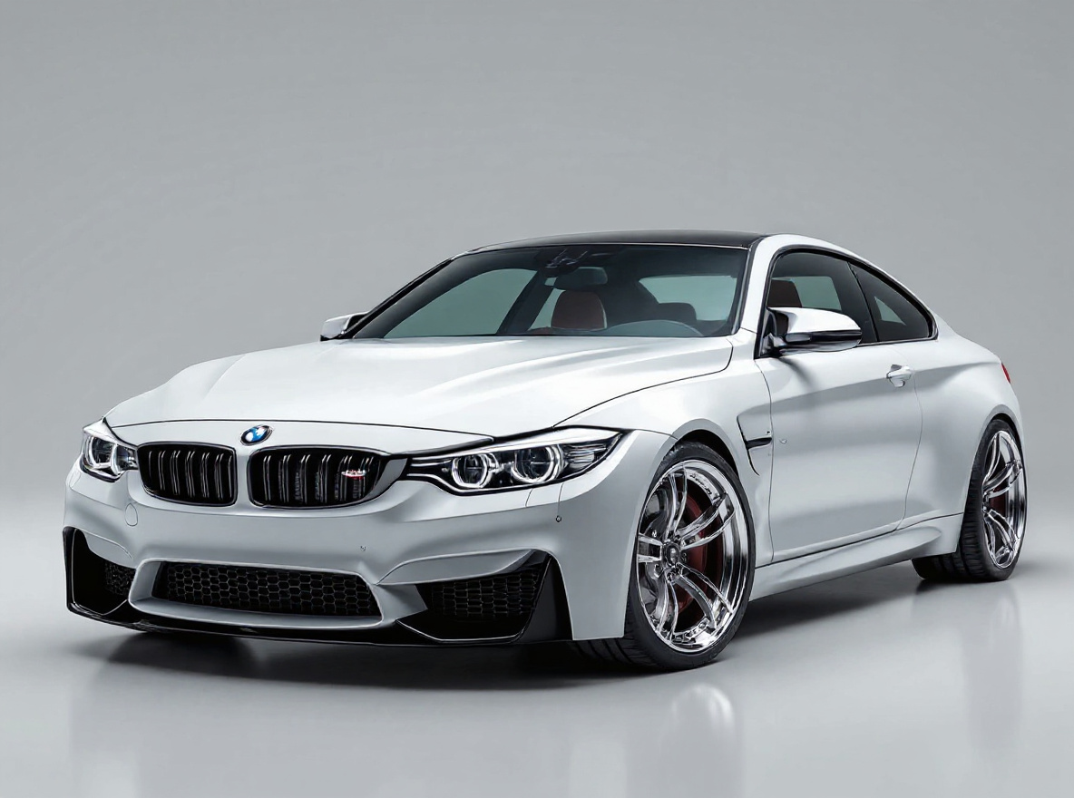 Polished Deep-Dish wheels rendered on a BMW M4 (F82) with the TunedRides AI wheel visualizer