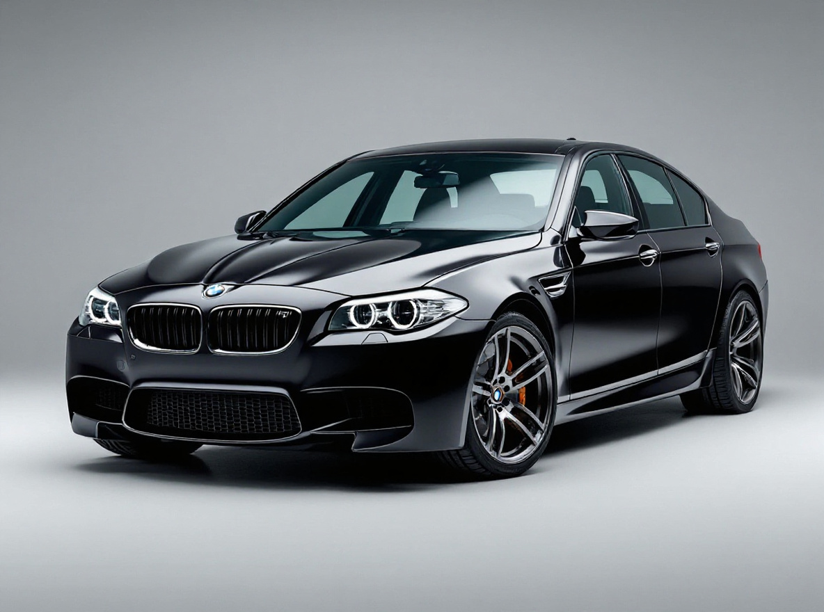 Gunmetal Mesh wheels rendered on a BMW M5 (F10) with the TunedRides AI wheel visualizer