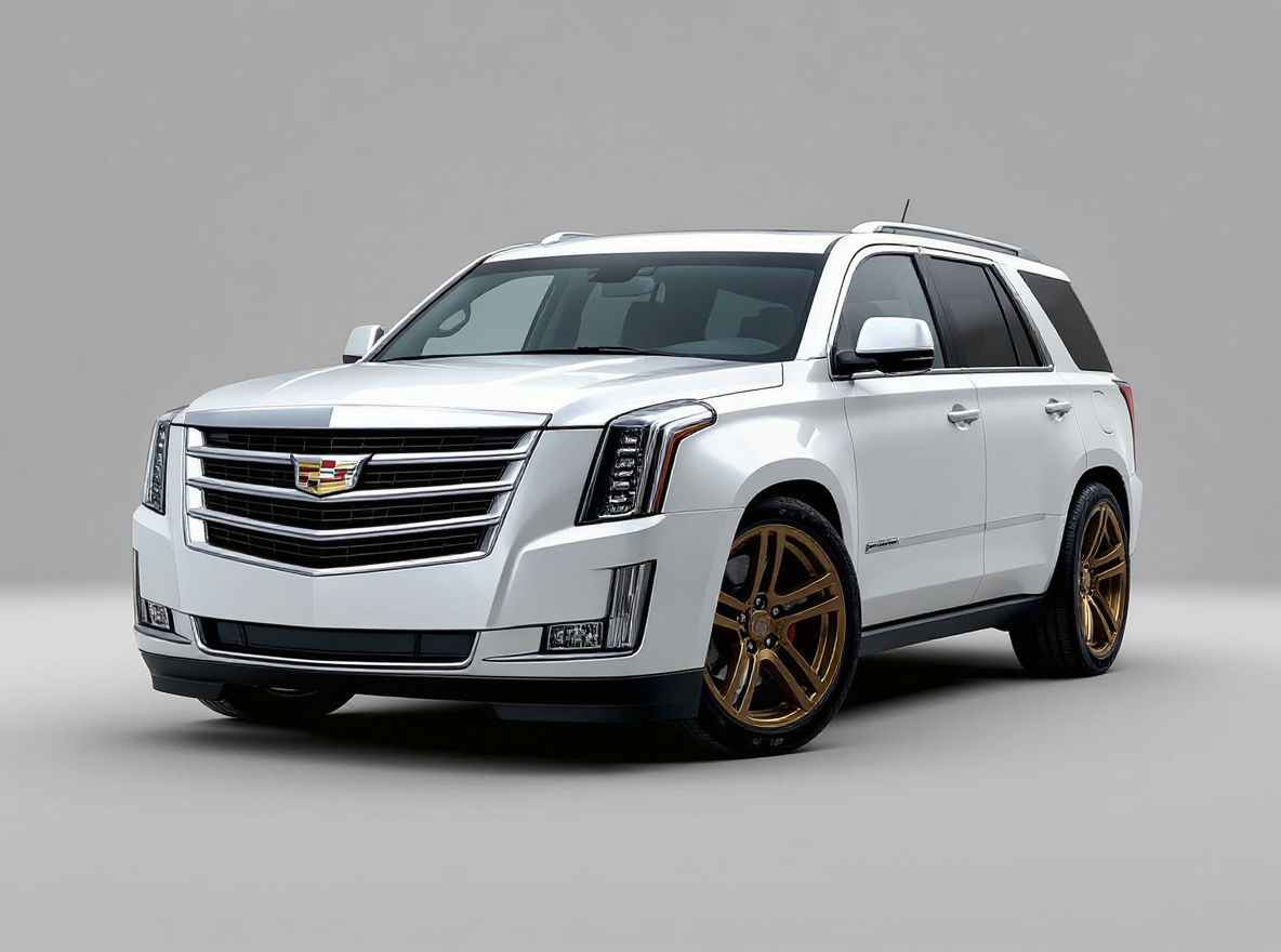 Bronze Split-Spoke wheels rendered on a Cadillac Escalade with the TunedRides AI wheel visualizer