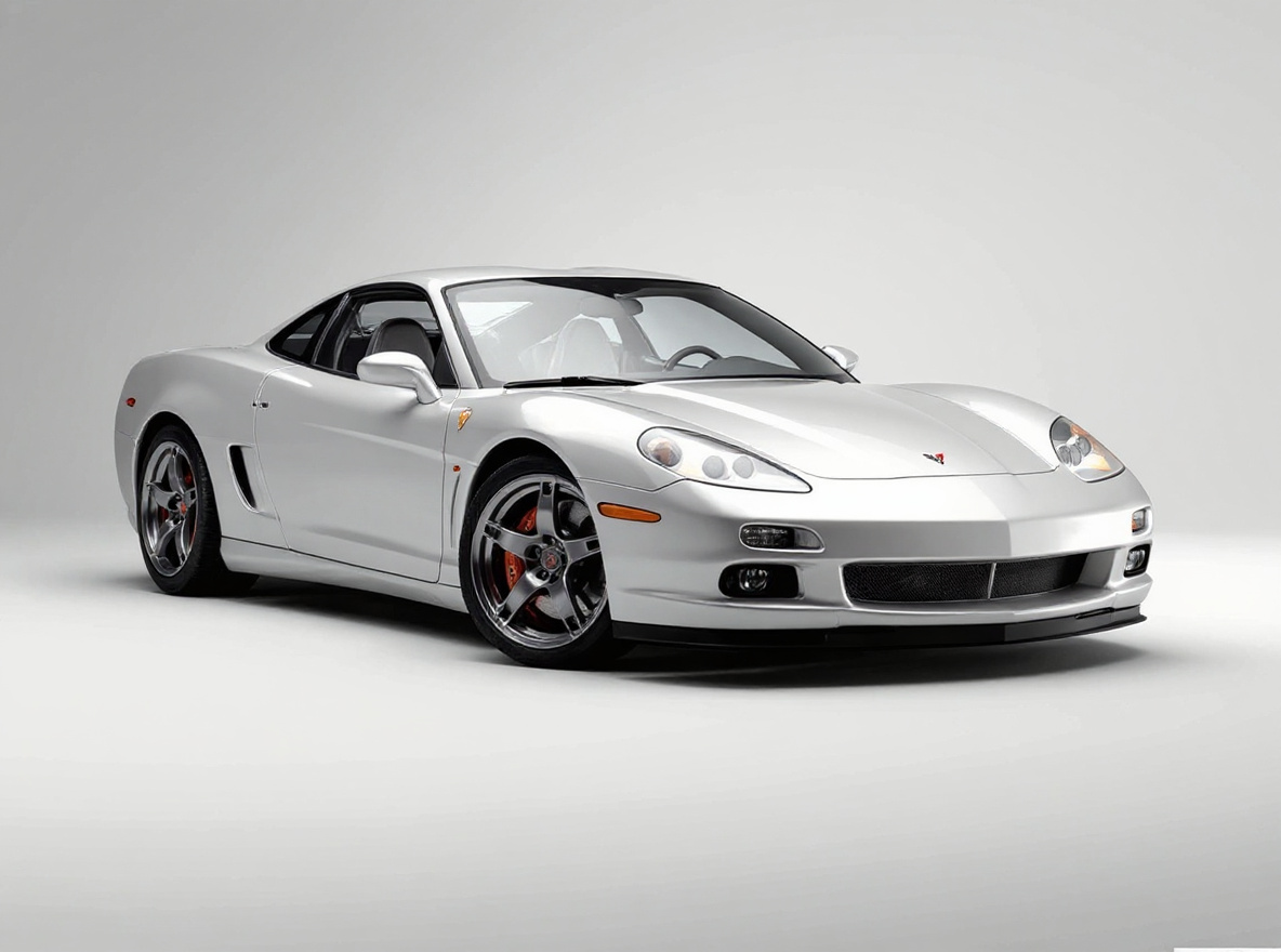Gunmetal Mesh wheels rendered on a Chevrolet Corvette C6 with the TunedRides AI wheel visualizer