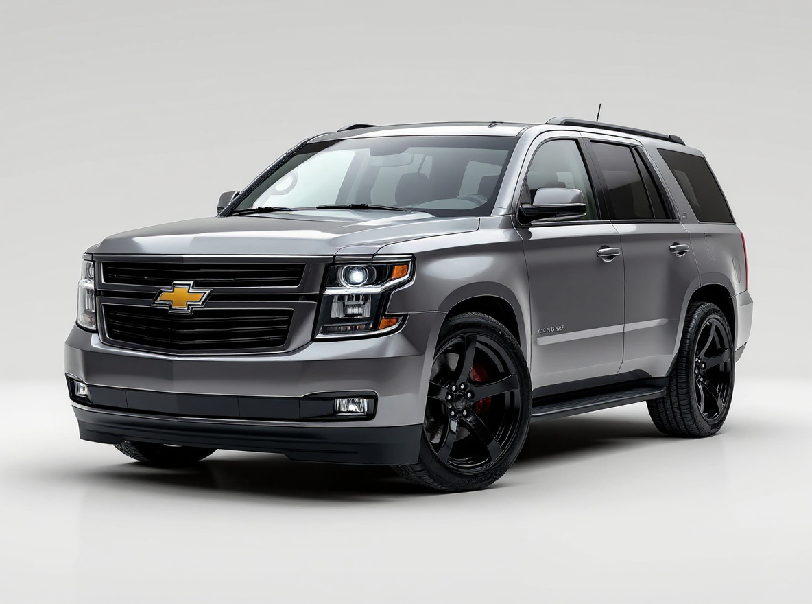 Matte Black Concave wheels rendered on a Chevrolet Tahoe with the TunedRides AI wheel visualizer