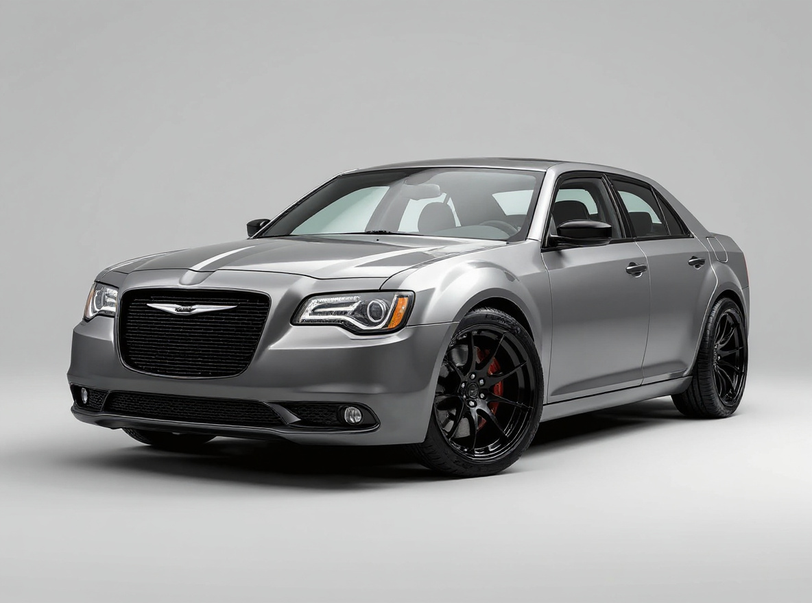 Matte Black Concave wheels rendered on a Chrysler 300 with the TunedRides AI wheel visualizer