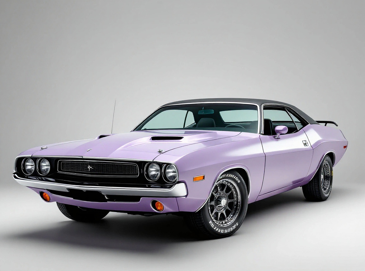 Gunmetal Mesh wheels rendered on a Dodge Challenger 1970 with the TunedRides AI wheel visualizer
