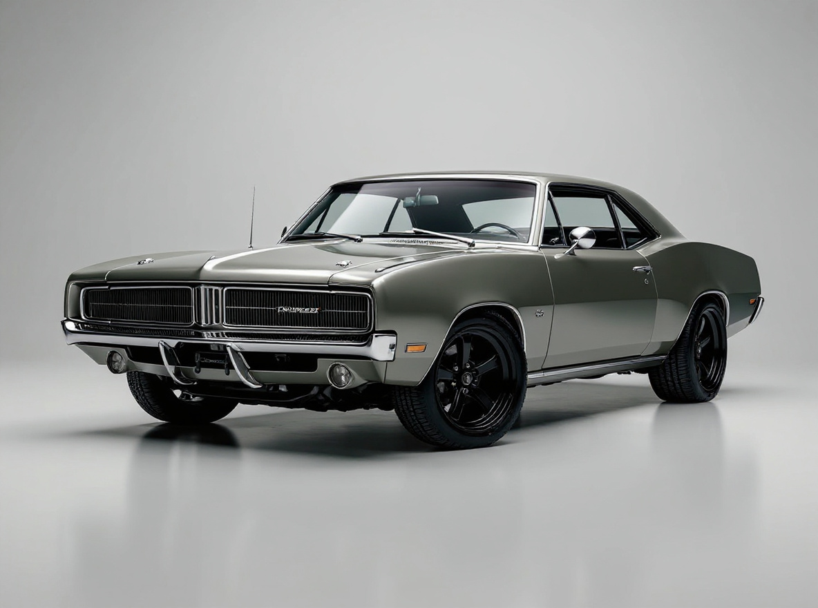 Matte Black Concave wheels rendered on a Dodge Charger 1969 with the TunedRides AI wheel visualizer