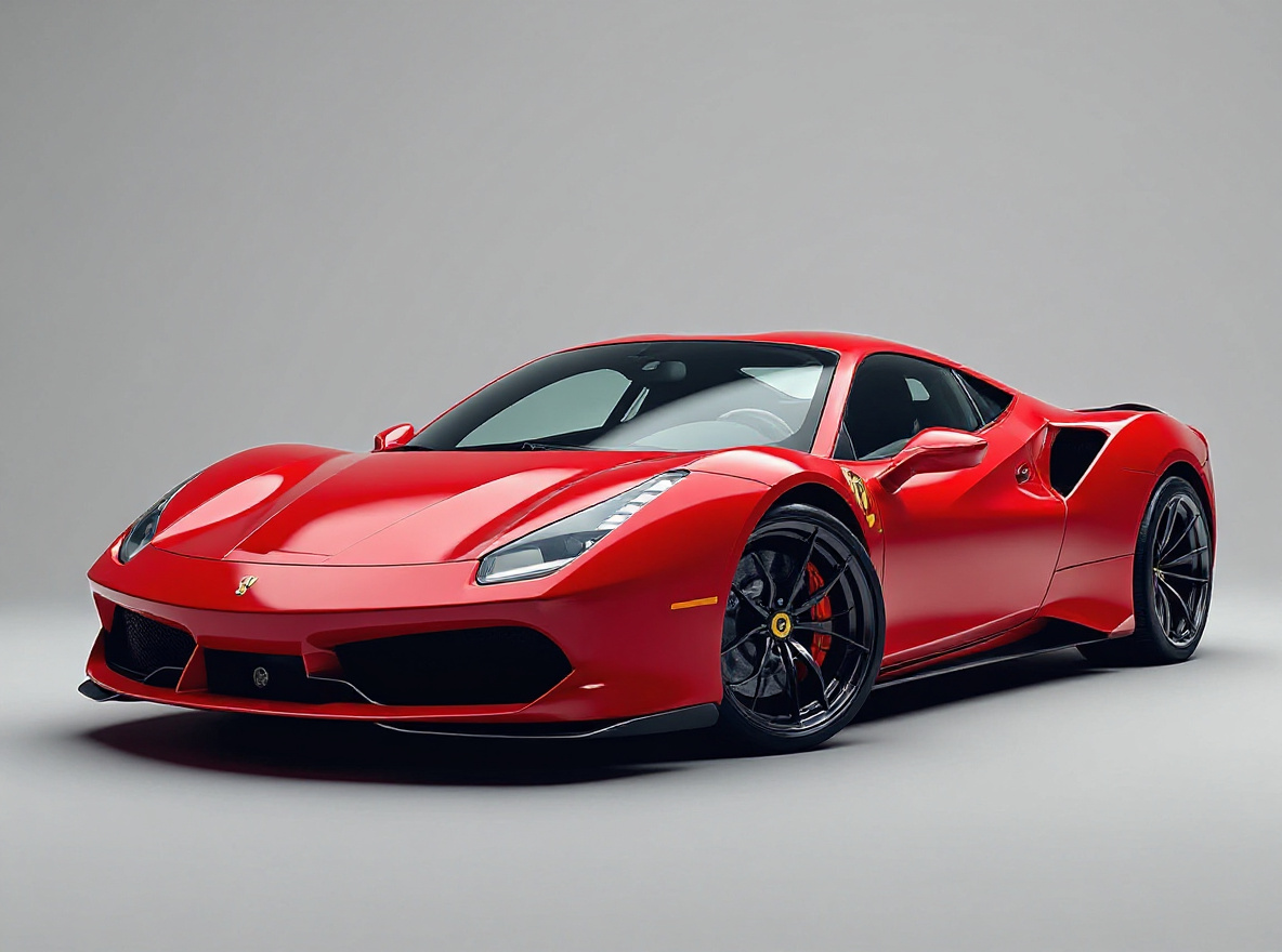 Matte Black Concave wheels rendered on a Ferrari 488 with the TunedRides AI wheel visualizer