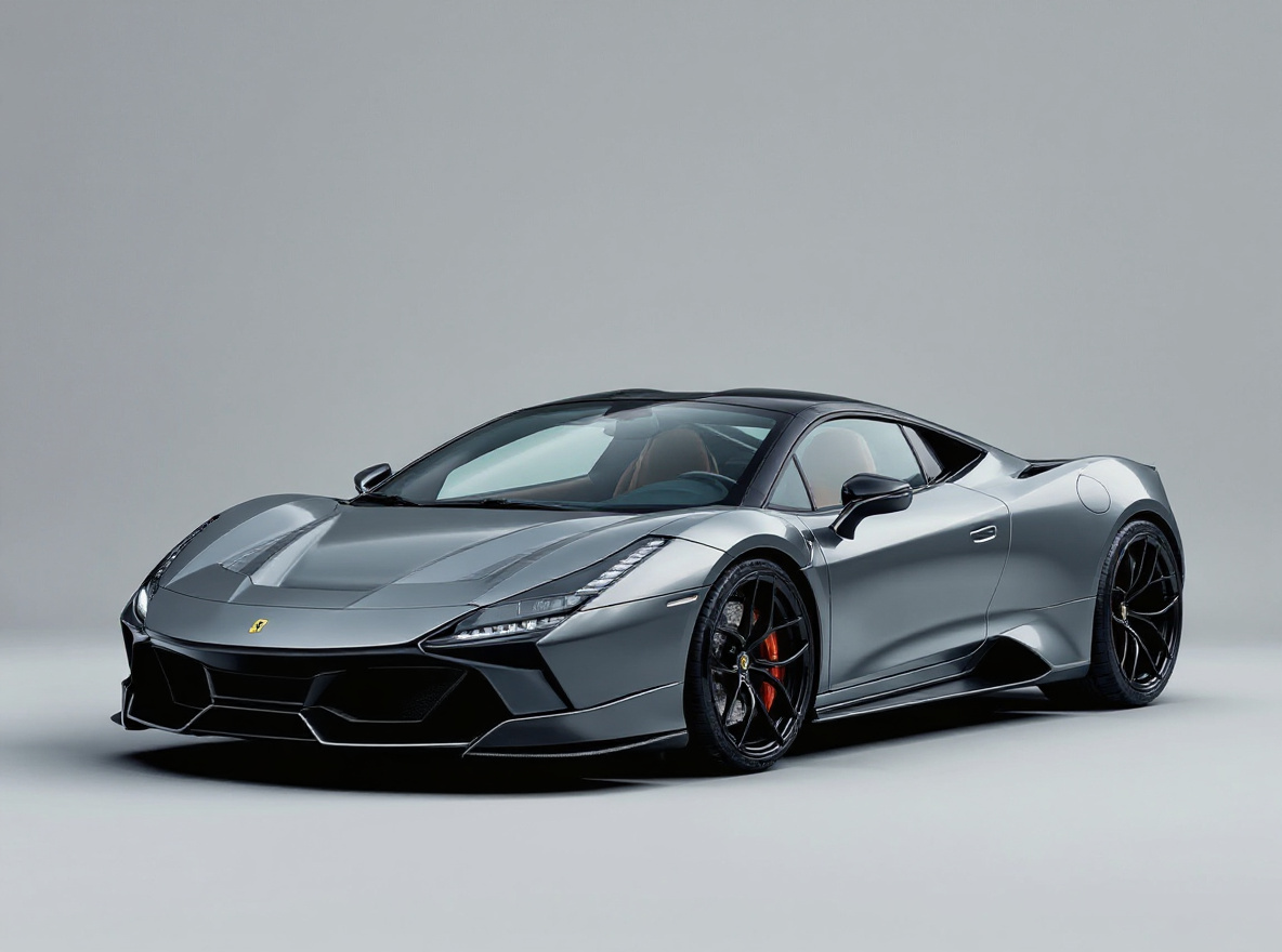 Matte Black Concave wheels rendered on a Ferrari F8 Tributo with the TunedRides AI wheel visualizer