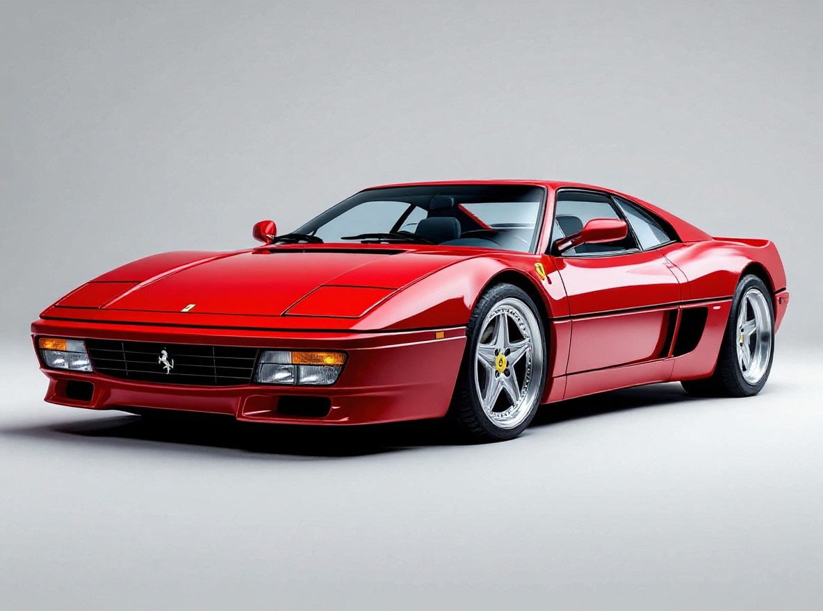 Polished Deep-Dish wheels rendered on a Ferrari Roma with the TunedRides AI wheel visualizer