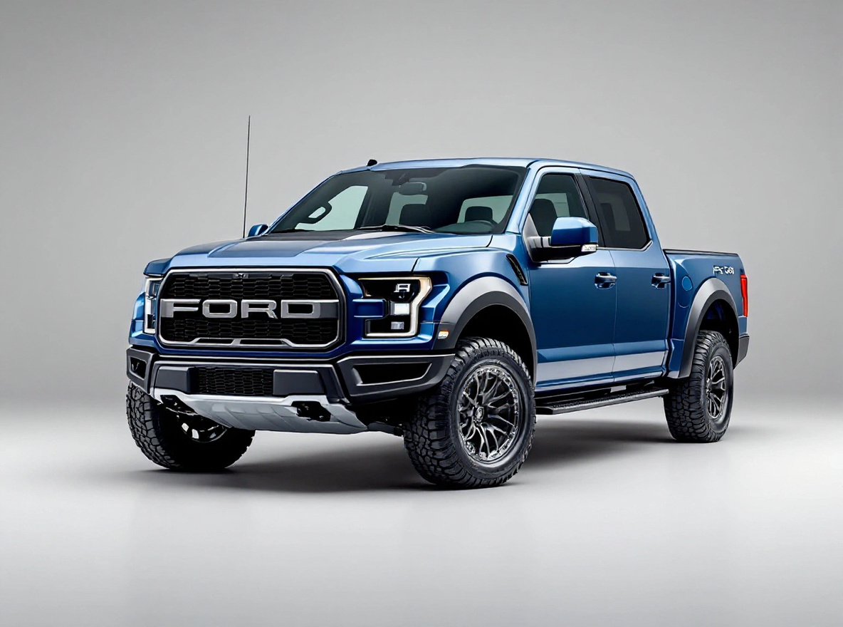 Gunmetal Mesh wheels rendered on a Ford F-150 Raptor with the TunedRides AI wheel visualizer