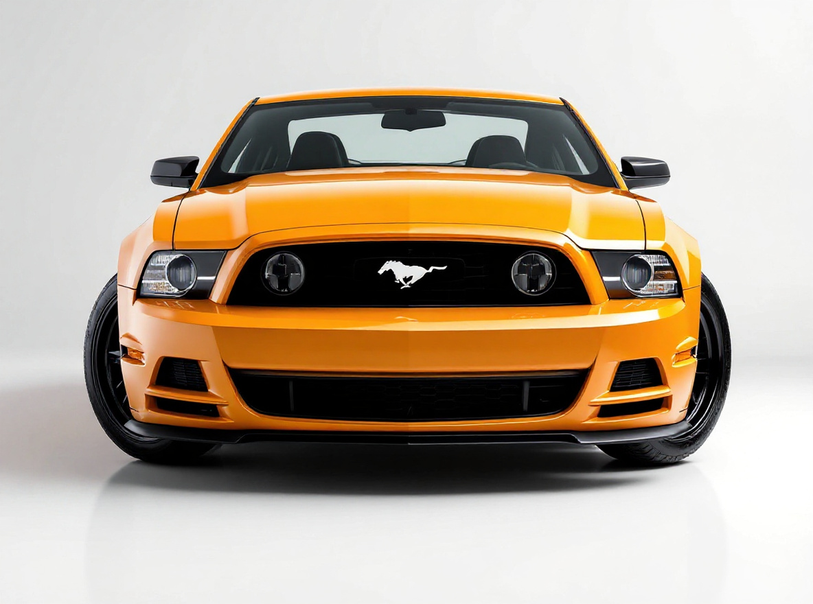 Gloss Black Multi-Spoke wheels rendered on a Ford Mustang (S197) with the TunedRides AI wheel visualizer