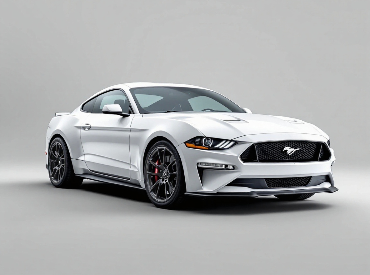 Gunmetal Mesh wheels rendered on a Ford Mustang (S550) with the TunedRides AI wheel visualizer