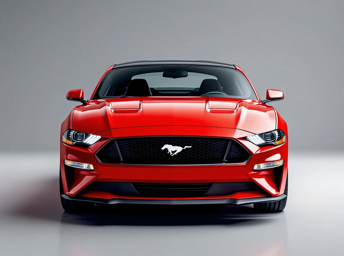 Gloss Black Multi-Spoke wheels rendered on a Ford Mustang (S650) with the TunedRides AI wheel visualizer