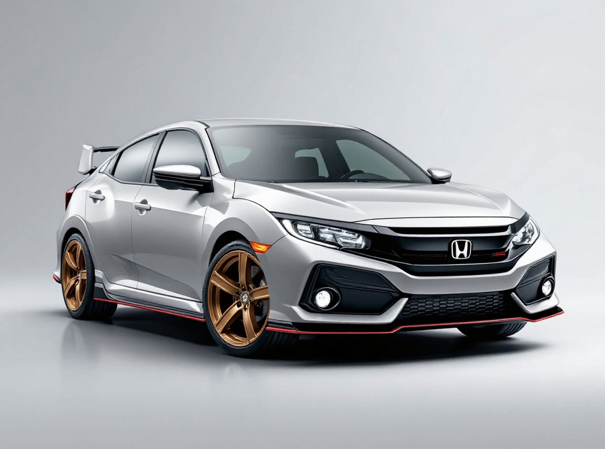 Bronze Split-Spoke wheels rendered on a Honda Civic Si with the TunedRides AI wheel visualizer