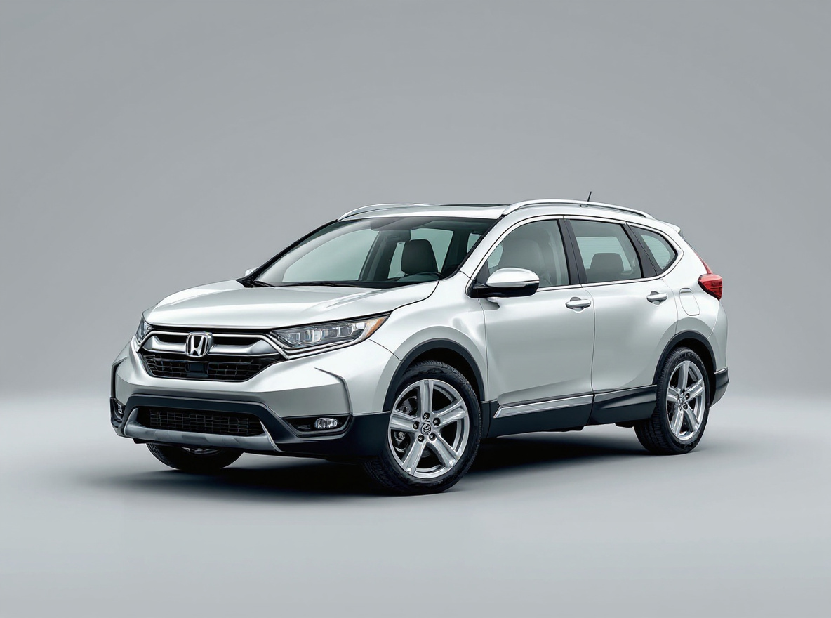 Silver 5-Spoke wheels rendered on a Honda CR-V with the TunedRides AI wheel visualizer
