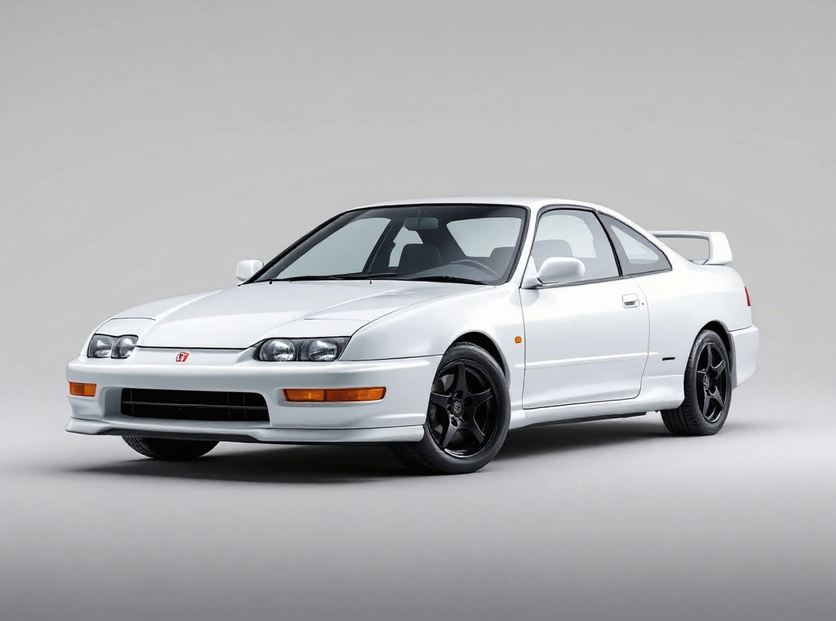 Gloss Black Multi-Spoke wheels rendered on a Honda Integra Type S with the TunedRides AI wheel visualizer