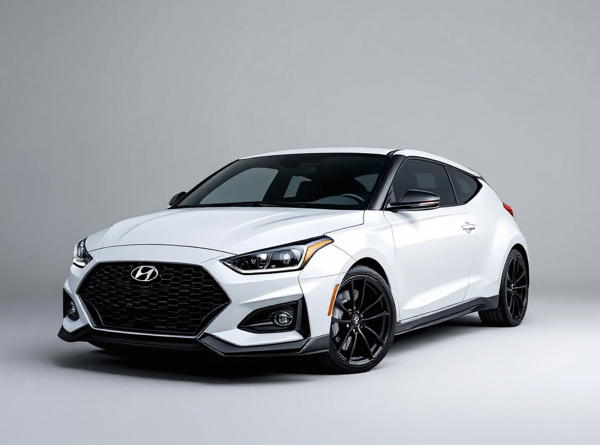 Matte Black Concave wheels rendered on a Hyundai Veloster N with the TunedRides AI wheel visualizer
