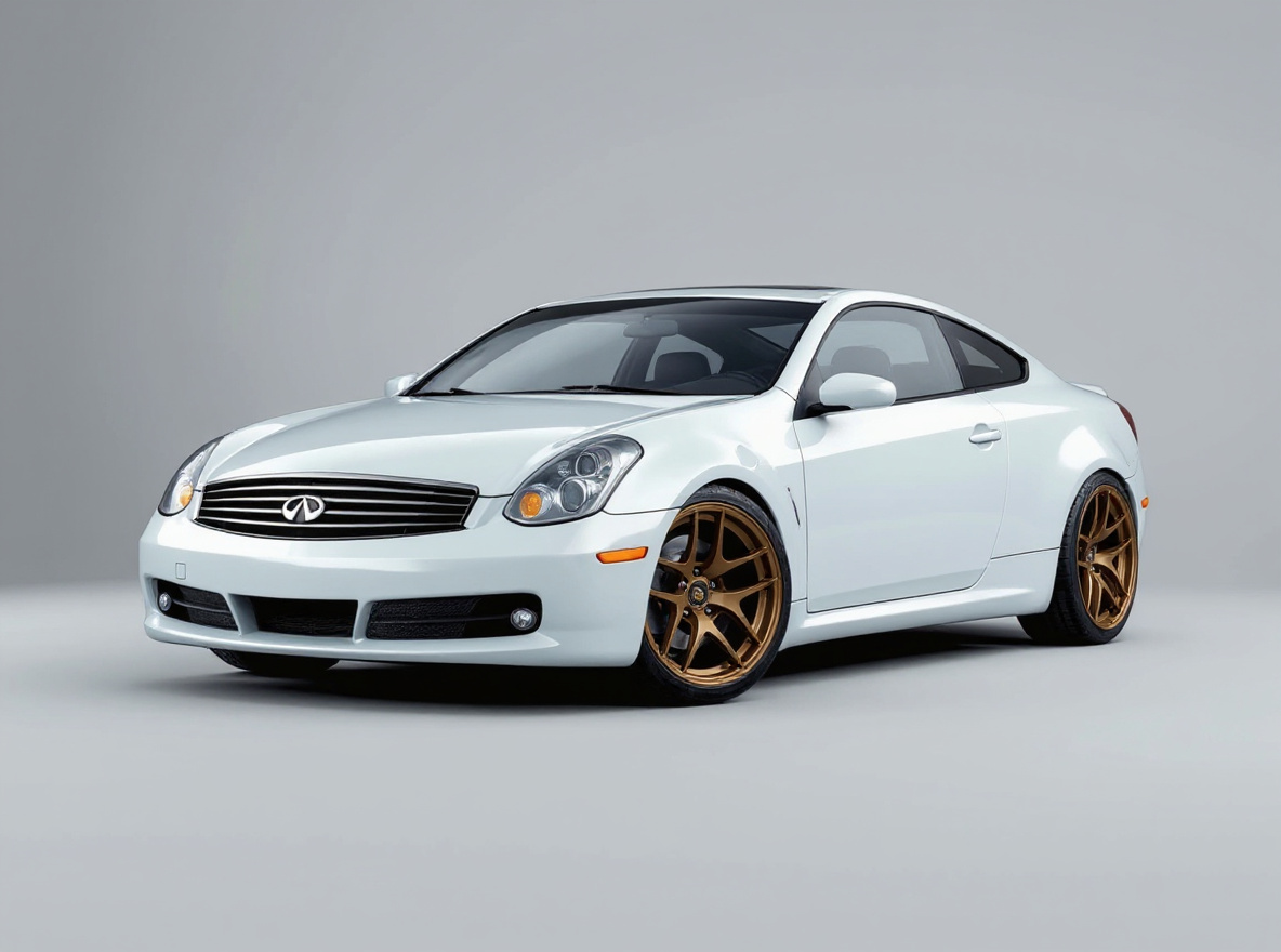 Bronze Split-Spoke wheels rendered on a Infiniti G35 with the TunedRides AI wheel visualizer