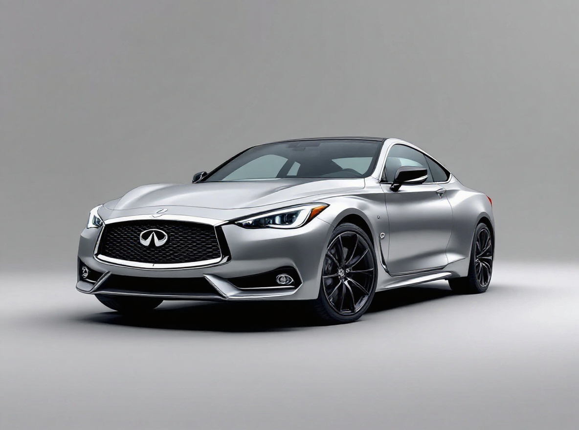 Gloss Black Multi-Spoke wheels rendered on a Infiniti Q60 with the TunedRides AI wheel visualizer