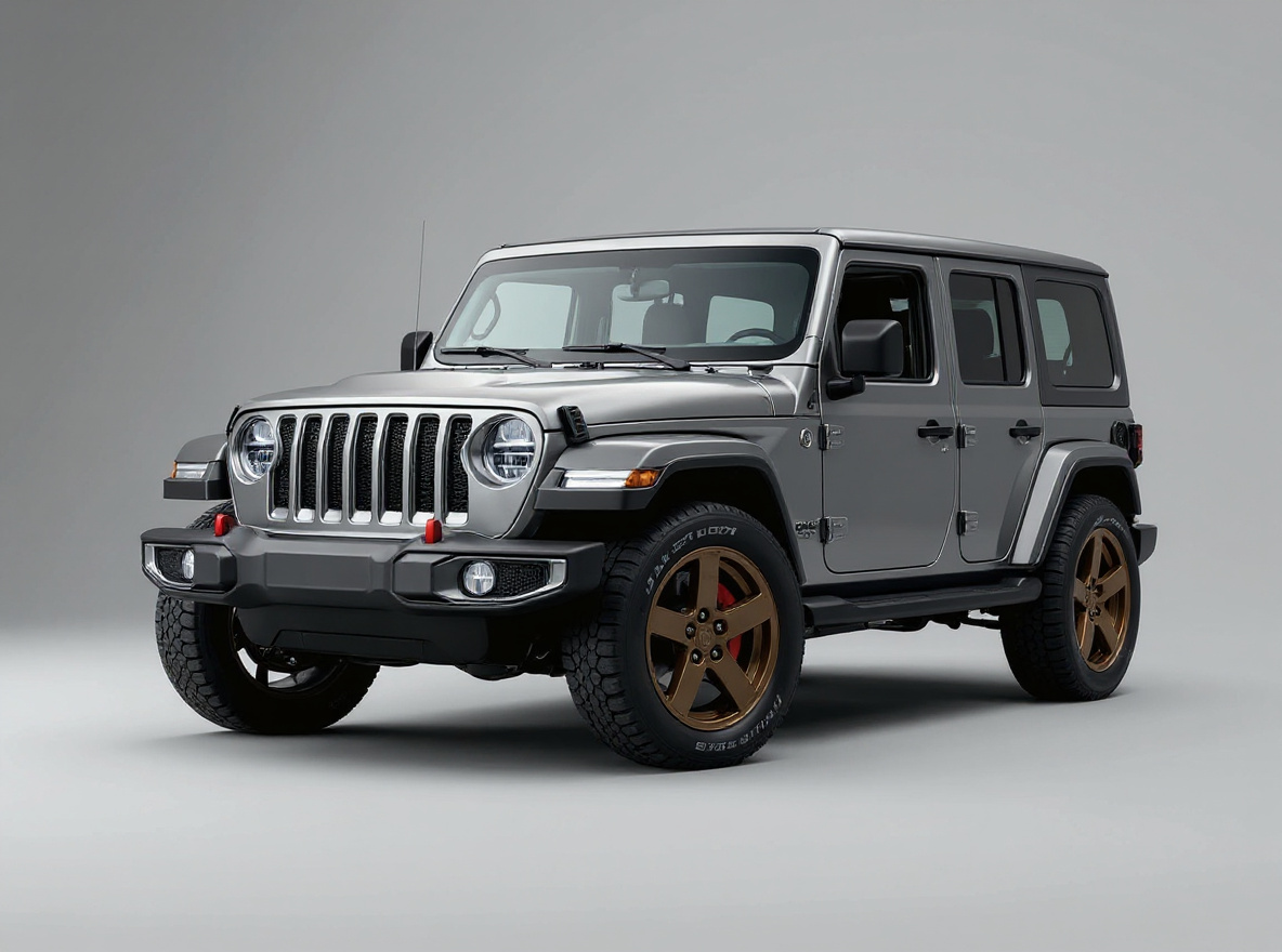 Bronze Split-Spoke wheels rendered on a Jeep Gladiator with the TunedRides AI wheel visualizer