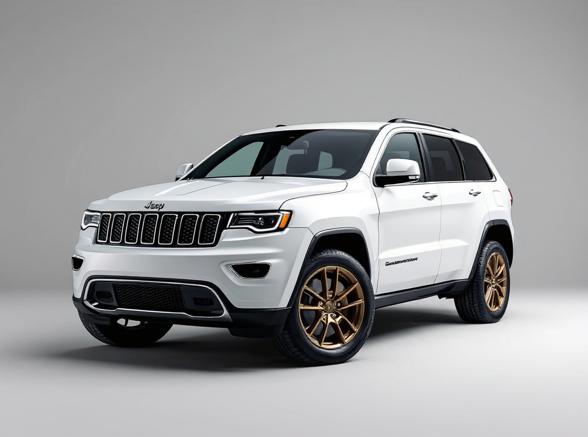 Bronze Split-Spoke wheels rendered on a Jeep Grand Cherokee with the TunedRides AI wheel visualizer