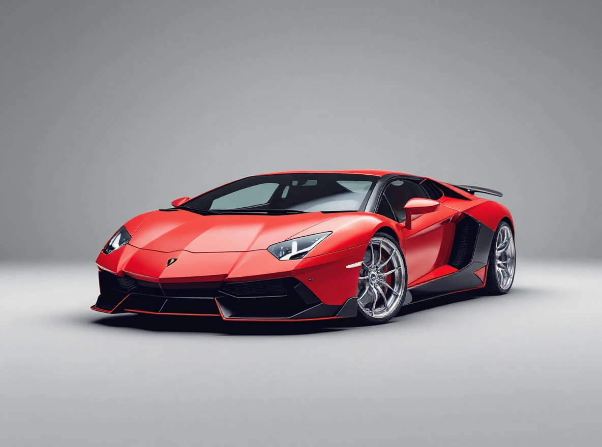 Polished Deep-Dish wheels rendered on a Lamborghini Aventador with the TunedRides AI wheel visualizer