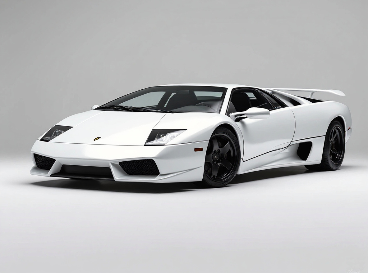 Matte Black Concave wheels rendered on a Lamborghini Diablo with the TunedRides AI wheel visualizer