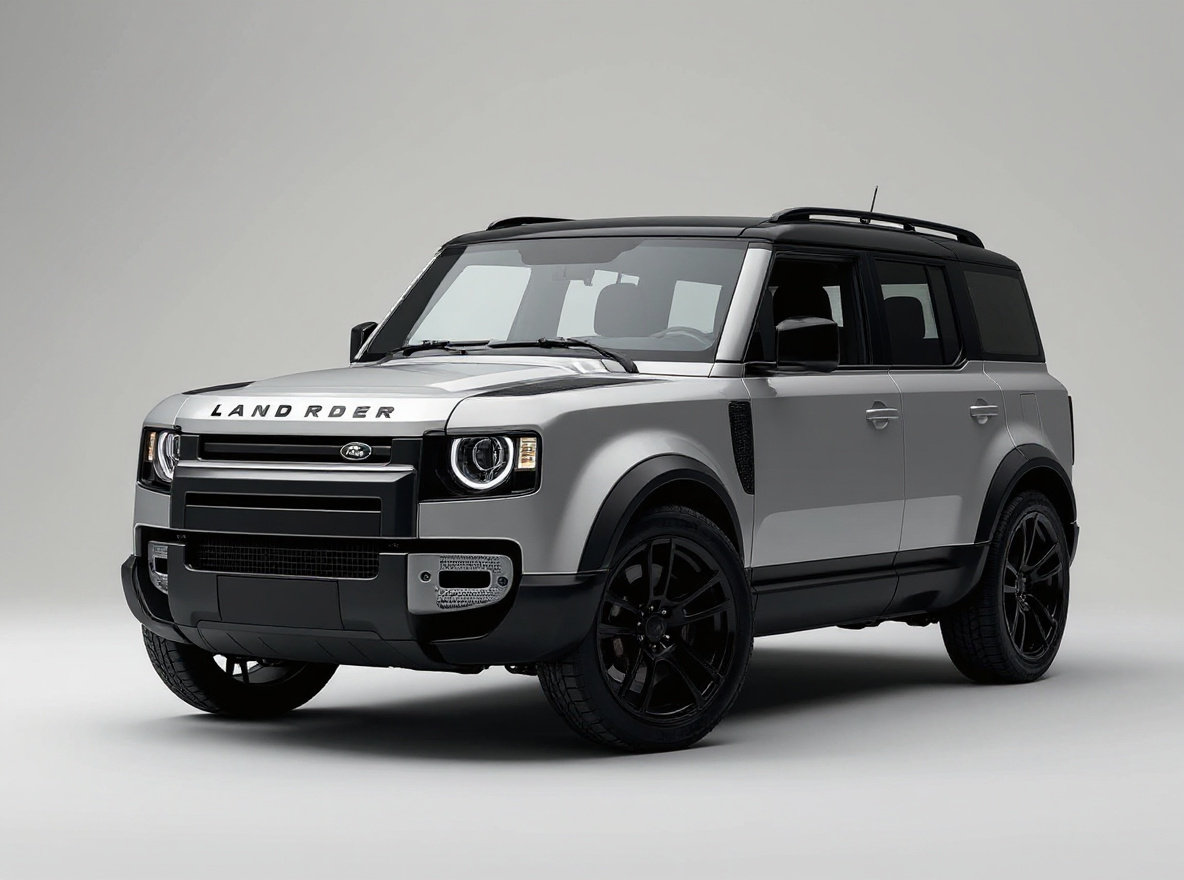 Matte Black Concave wheels rendered on a Land Rover Defender with the TunedRides AI wheel visualizer