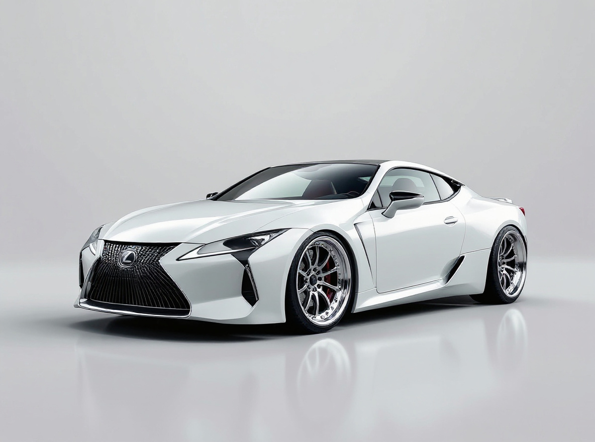 Polished Deep-Dish wheels rendered on a Lexus LC 500 with the TunedRides AI wheel visualizer