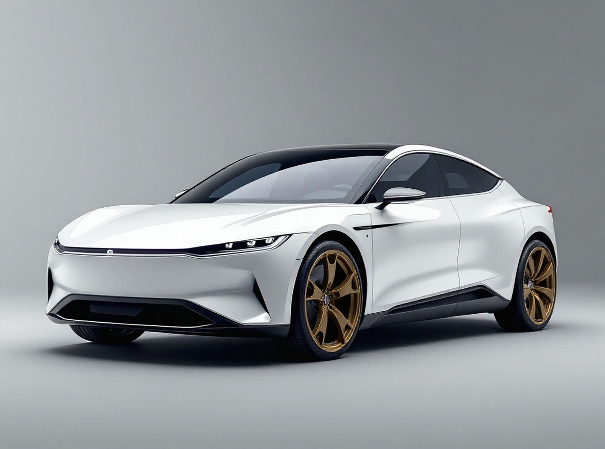 Bronze Split-Spoke wheels rendered on a Lucid Air with the TunedRides AI wheel visualizer
