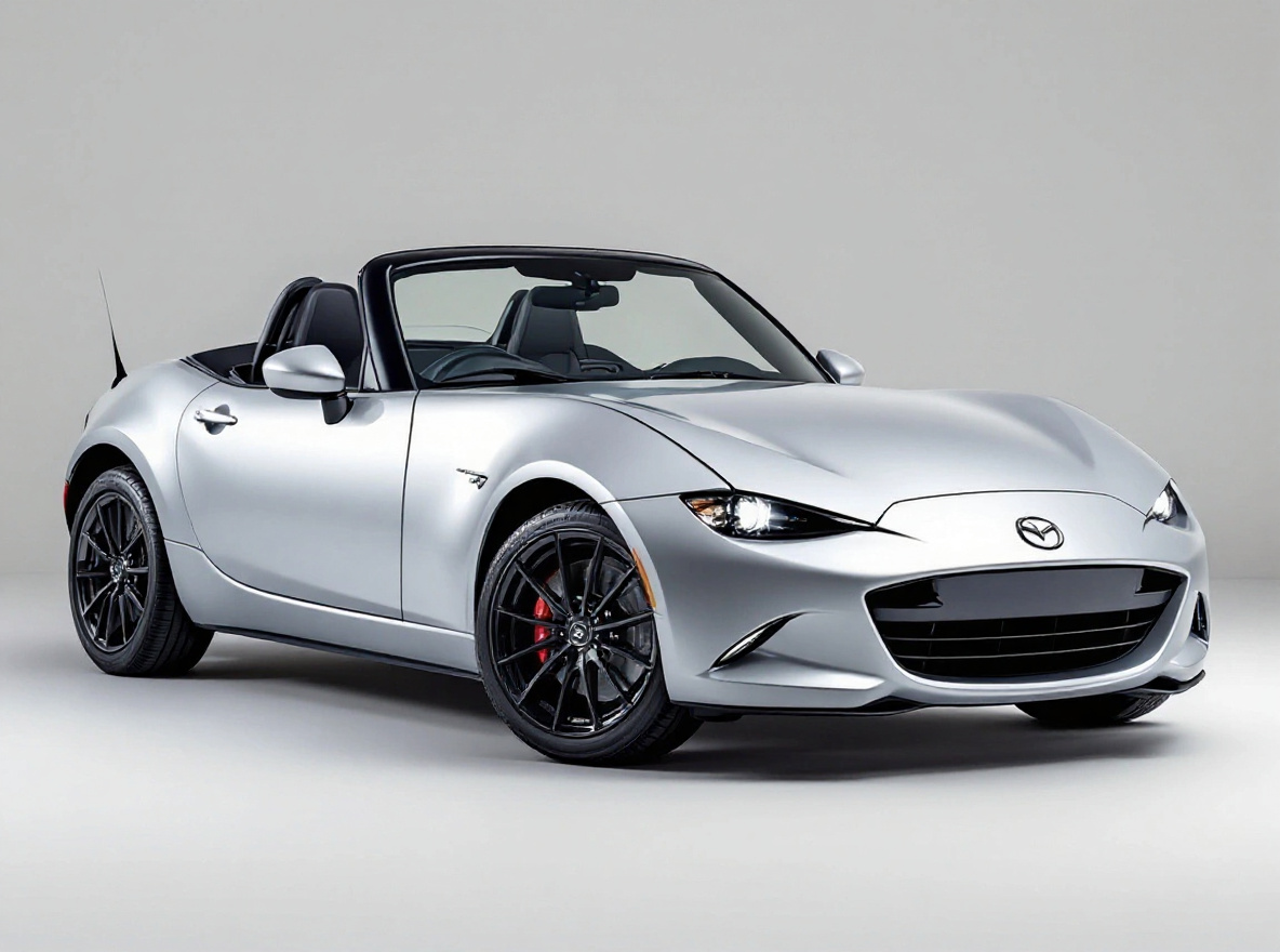 Gloss Black Multi-Spoke wheels rendered on a Mazda MX-5 Miata with the TunedRides AI wheel visualizer