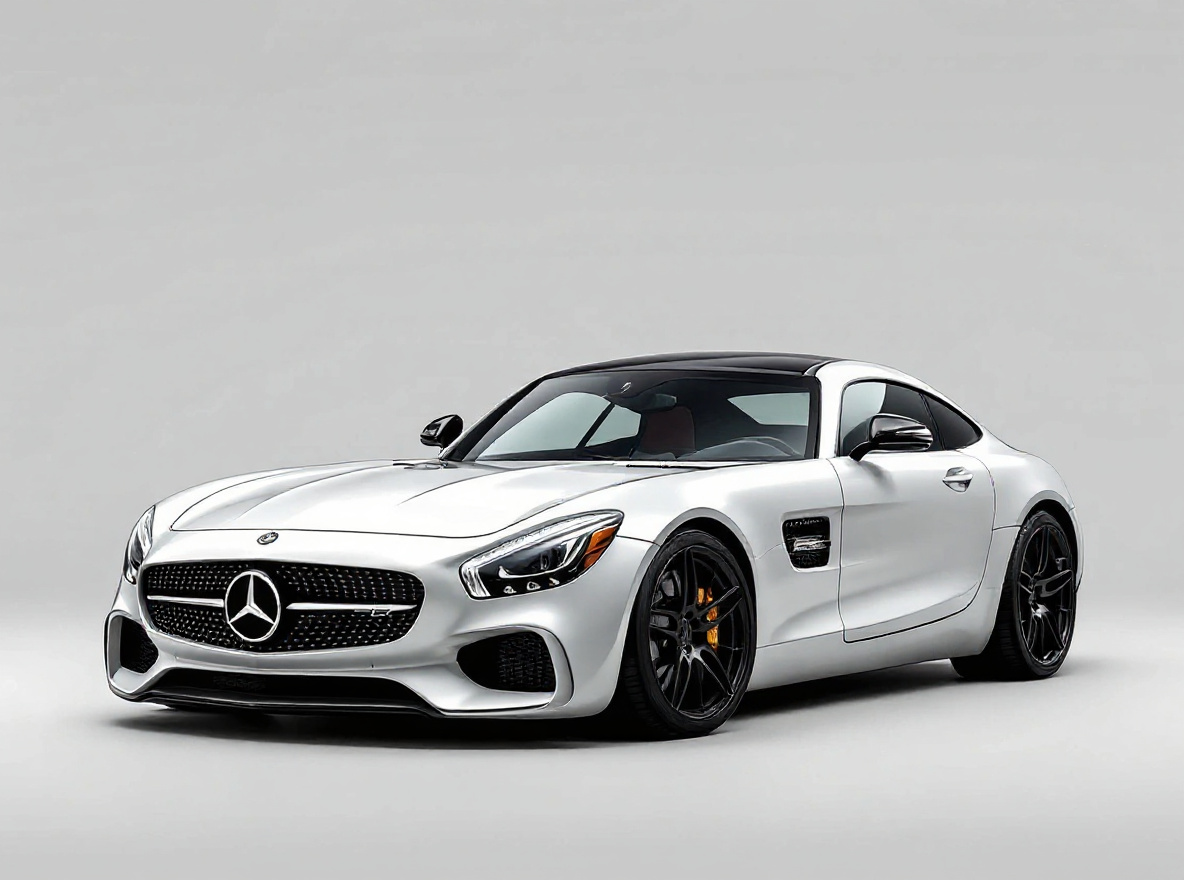 Matte Black Concave wheels rendered on a Mercedes-AMG GT with the TunedRides AI wheel visualizer