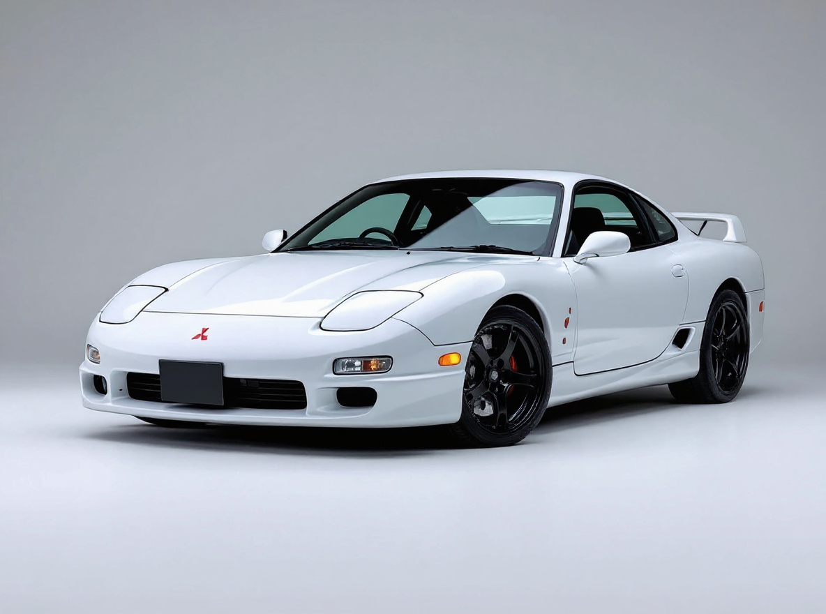 Matte Black Concave wheels rendered on a Mitsubishi 3000GT VR-4 with the TunedRides AI wheel visualizer