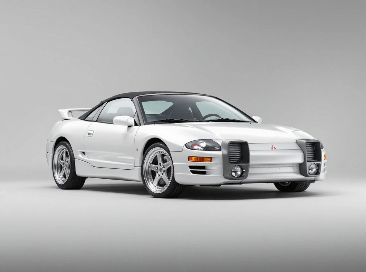 Polished Deep-Dish wheels rendered on a Mitsubishi Eclipse with the TunedRides AI wheel visualizer