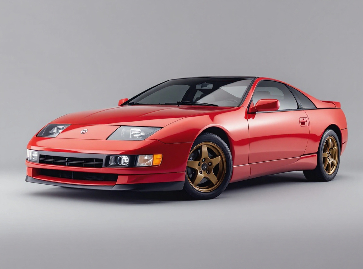 Bronze Split-Spoke wheels rendered on a Nissan 300ZX (Z32) with the TunedRides AI wheel visualizer
