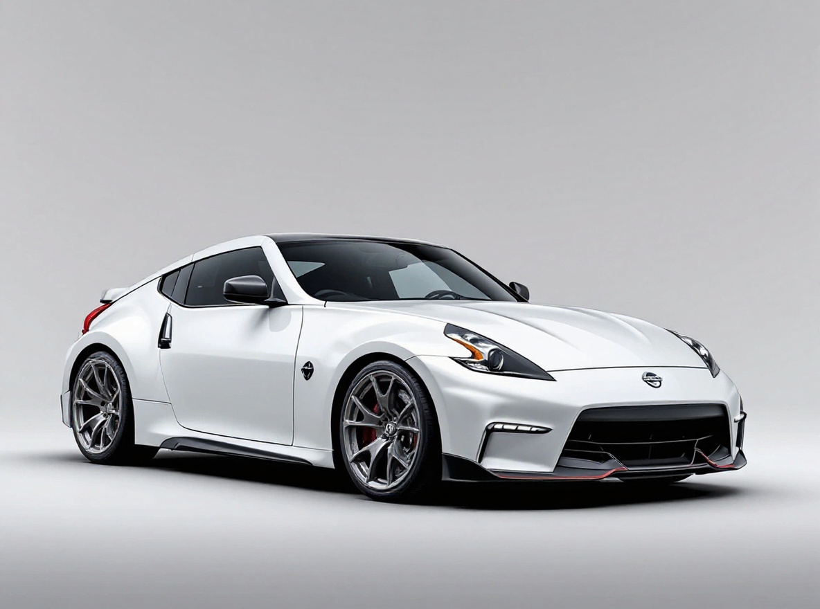 Gunmetal Mesh wheels rendered on a Nissan Z (RZ34) with the TunedRides AI wheel visualizer