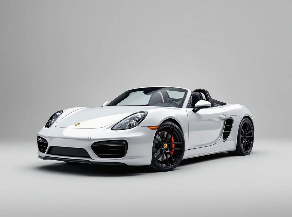Gloss Black Multi-Spoke wheels rendered on a Porsche Boxster Spyder with the TunedRides AI wheel visualizer