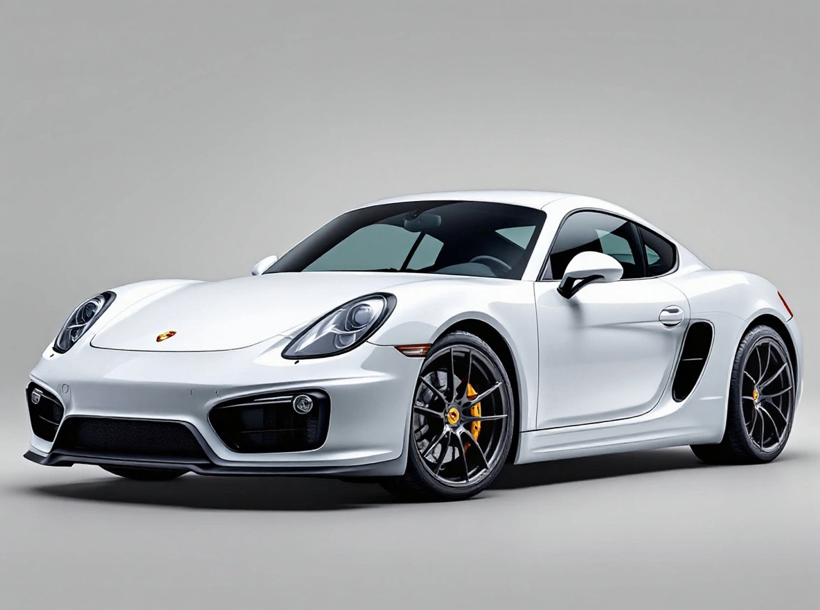 Gunmetal Mesh wheels rendered on a Porsche Cayman (981) with the TunedRides AI wheel visualizer