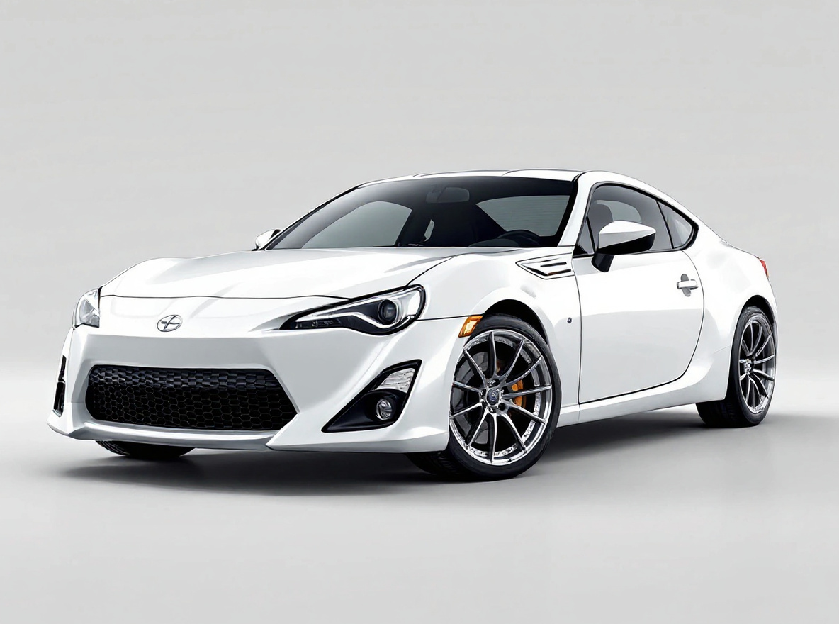 Polished Deep-Dish wheels rendered on a Scion FR-S with the TunedRides AI wheel visualizer